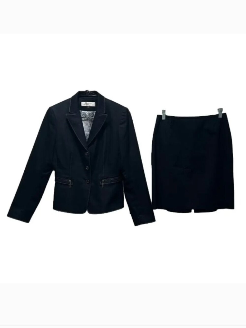 Tahari Arthur S. Levine Navy Blue Blazer and Pencil Skirt Suit Set Size 4